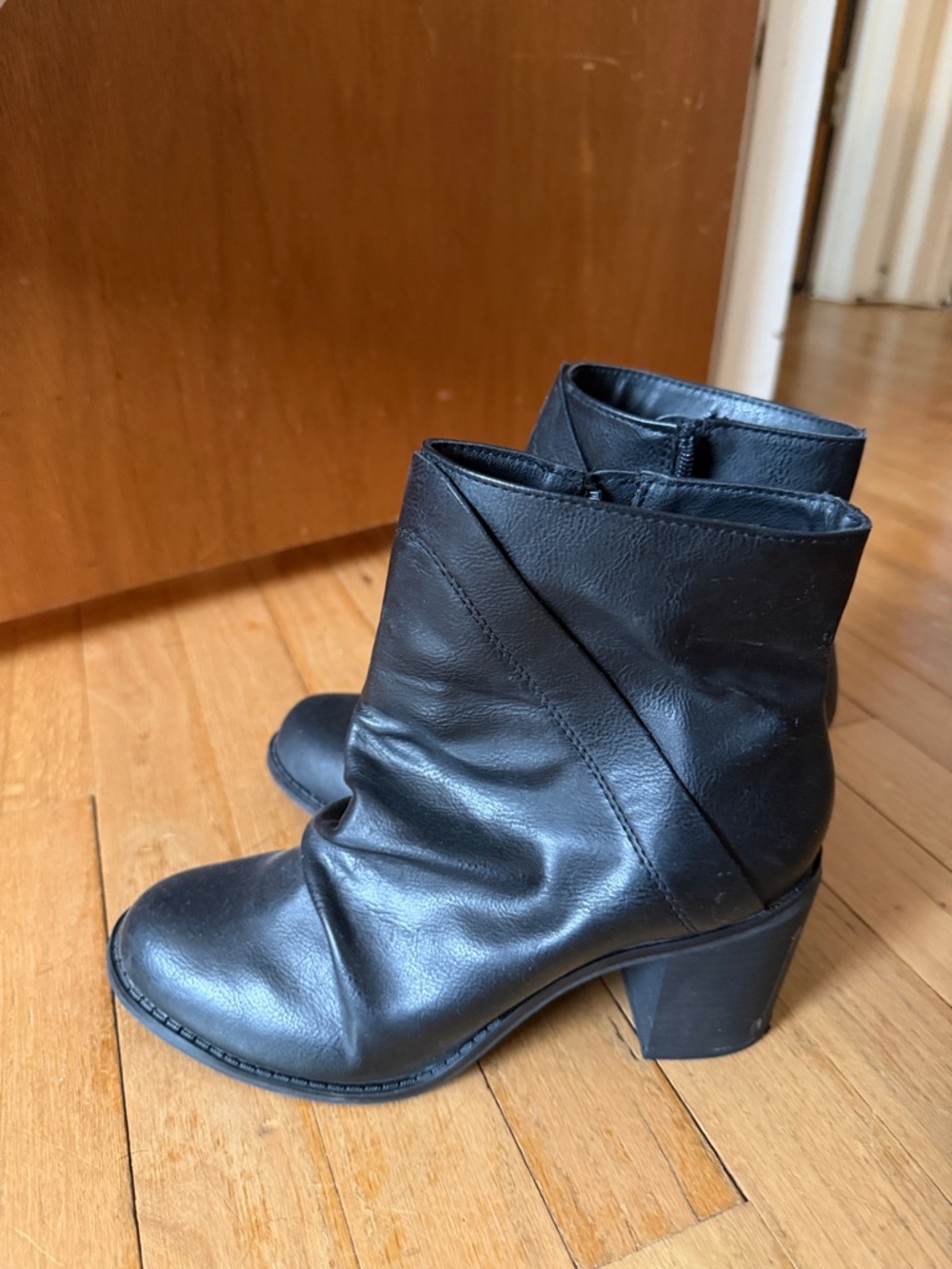 Target Black Leather-Look Women's Ankle Booties with Block Heel